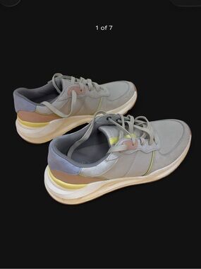 Naturalizer Light Gray Sneakers with Pink and Yellow Accents